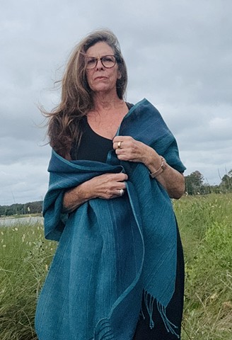 Linen Shawl (Turquoise and Navy Blues)