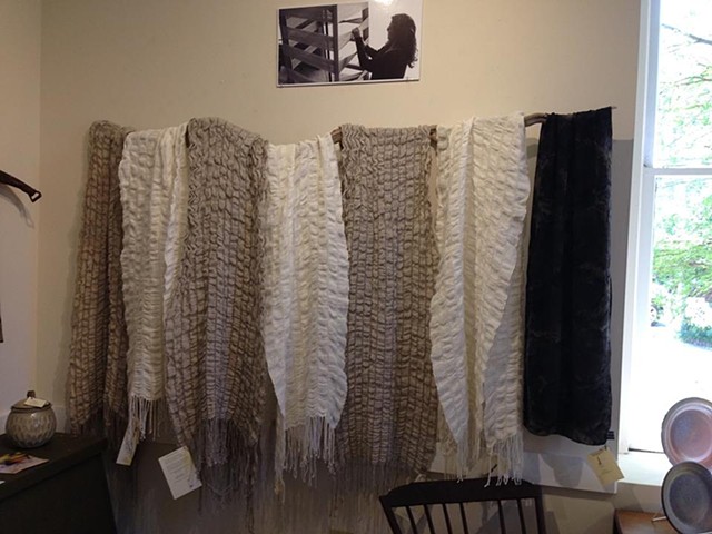 Linen & Wool Collapsed Weave Scarfs (Natural or White)
