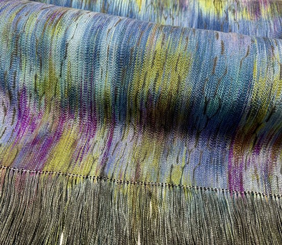 Hand dyed & Handwoven Tencel Shibori Shawl-Aurora