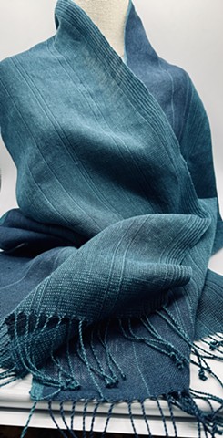 Linen Shawl (Turquoise and Navy Blues)