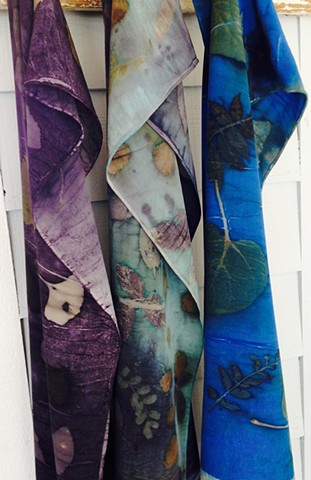 Hand dyed eco-print scarves have been elevated to a new level.