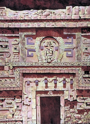 Painting of Mayan Ruins by Dena Cavazos