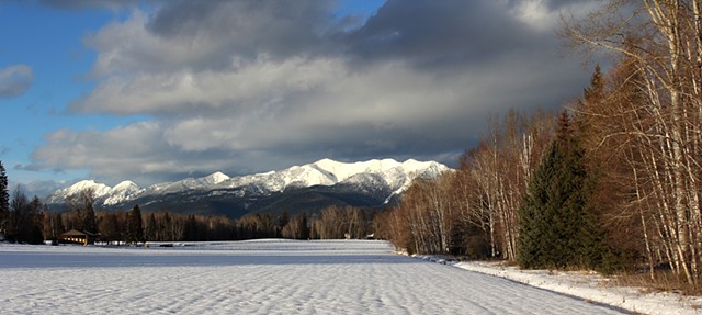 January snow covers the mountains of the Jewel Basin above the Flathead Valley of northwestern Montana.