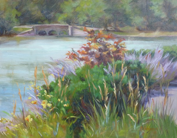plein air painting of Sharon Lake, Sharonville, OH