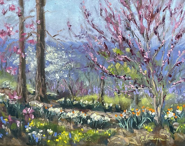 Spring Flowers Blossoms Cincinnati Parks Ault Park Oil Painting
