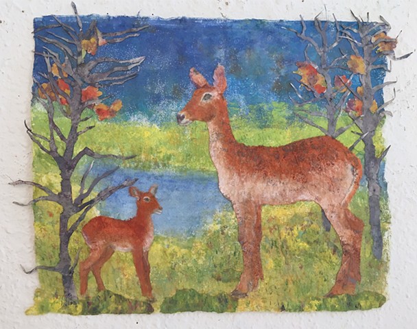 "Lechwe Red Antelope and Calf"