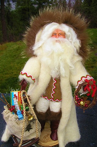 Folk Santa  in Cream Coat