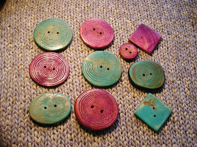 Hand Cut and colored Wooden buttons 