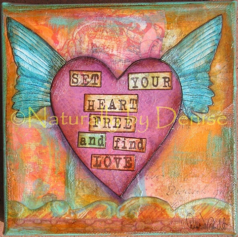 Mixed media Heart wings set your heart free and find Love
