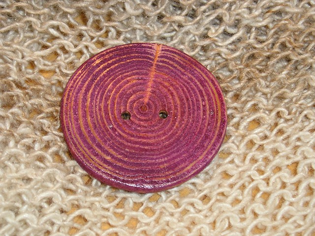 Round Purple Hand Cut Wood button