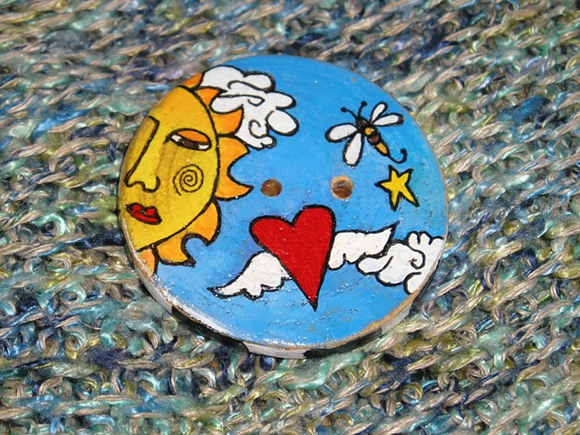 Sun and winged Love Button