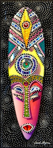 acrylics paintings, Carl Lopes, african mask paintings, zion union heritage museum
