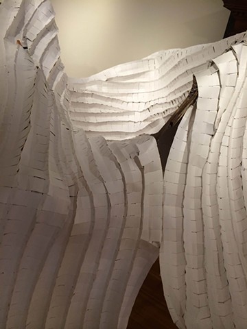 site specific installation sculpture using reclaimed paper and wood