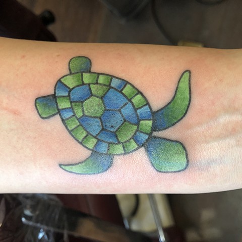 Stained glass sea turtle 
