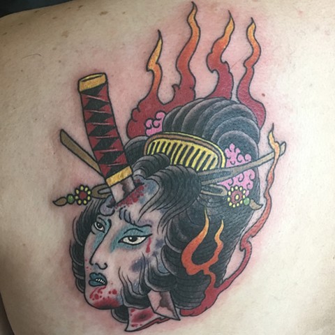 impaled geisha head