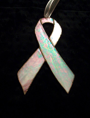 breast cancer ribbon stained glass