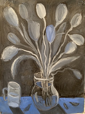 Blue Tulip and Glass of Water
