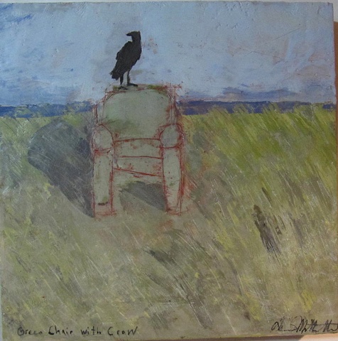 Green Chair with Crow