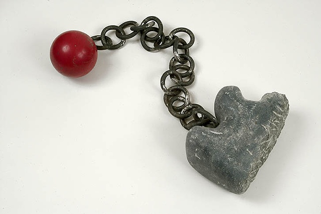 hand wrought chain, bowling ball, steel, forlorn love lost.