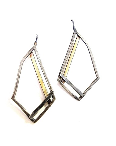 jewelry earring silver brass striation jennifer bennett di luce design striped angle diamond-shape