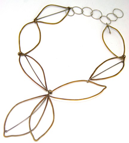 N-LEAF Oxidized brass and silver leaf necklace by Jennifer Bennett of Di Luce Design