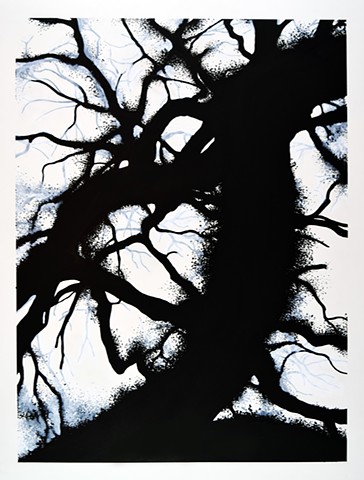 Ian Crawley Art Tree Branch Abstract Ink Drawing