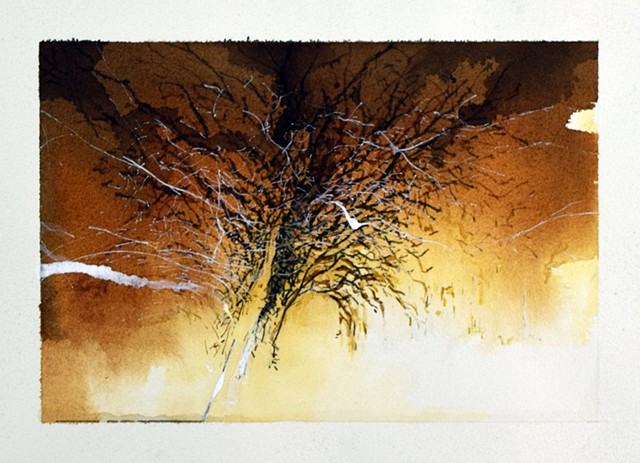  Art Trees Wood Abstract  Watercolor Painting by Ian Crawley
