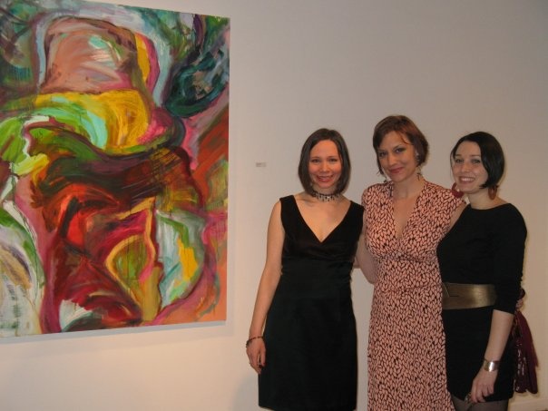 Curators Susan Ross and Melissa Staiger with artist Monique Ford.