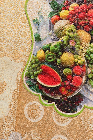 Detail. Mesa de Frutas, Table of Fruits, Chicago Artists Coalition, Chicago IL.
