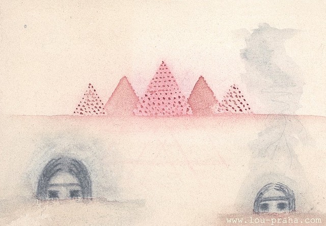 lou praha loupraha art pigments naturels dessin aquarelle pyramides pointillisme rêve visions