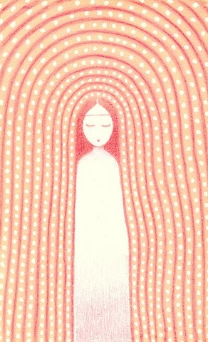 lou praha loupraha art Déesse féminin sacré pointillisme dessin peinture psychédélique goddess