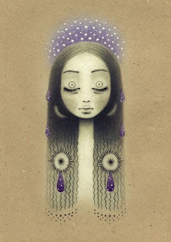 lou praha loupraha art féminin sacré chakras sahasrara violet indigo pointillisme femme
