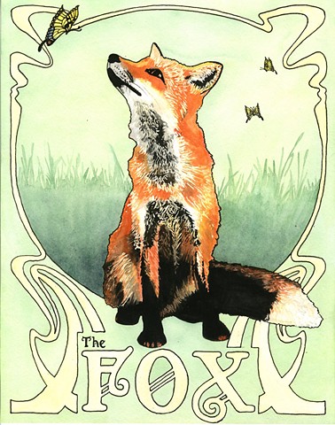 fox watercolor painting by Corbett Sparks