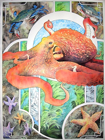 art nouveau octopus by Corbett Sparks