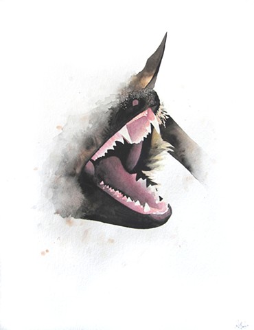 Bat fangs watercolor painting by Corbett Sparks