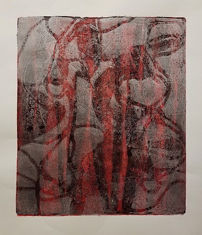 acrylic, abstract, work on paper, monotype, gel plate, gelli