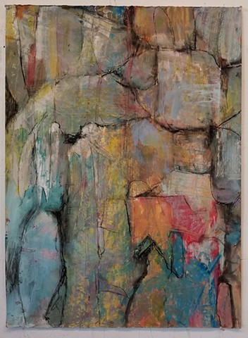 acrylic, abstract, stone, rock, charcoal, texture