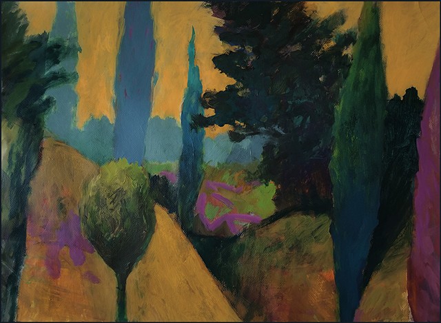 abstract, work on paper, landscape, colorful, acrylic