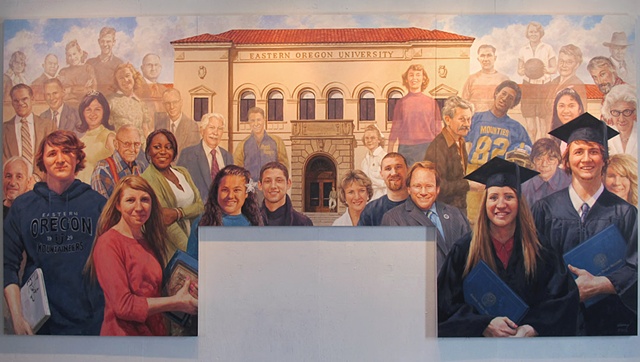 mural, figurative, portraits, architecture, building, people, students