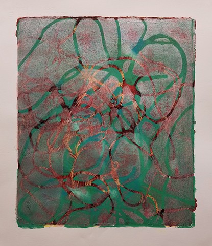 acrylic, abstract, work on paper, monotype, gel plate, gelli