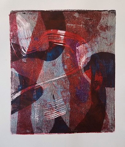 acrylic, abstract, work on paper, monotype, gel plate, gelli