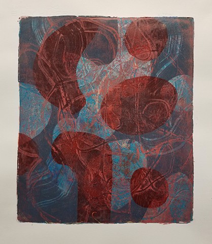 acrylic, abstract, work on paper, monotype, gel plate, gelli