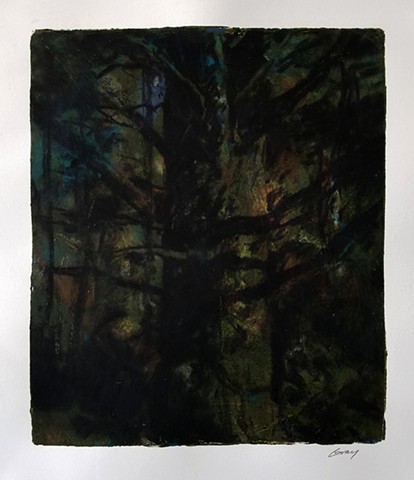 acrylic, abstract, work on paper, monotype, gel plate, gelli, charcoal