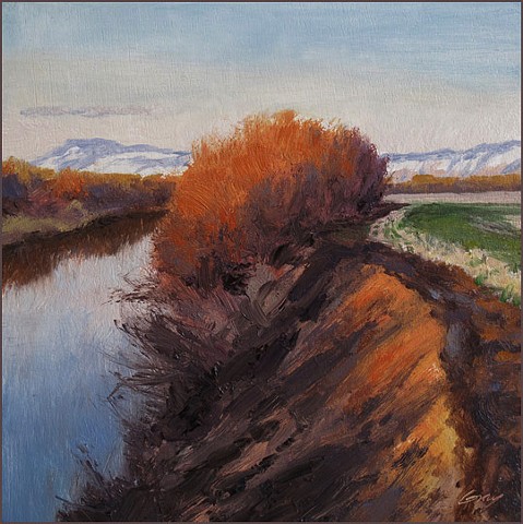 landscape, water, slough, creek, sunset, autumn, small_art, small_painting