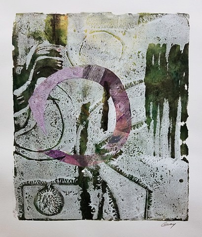 acrylic, abstract, work on paper, monotype, gel plate, gelli