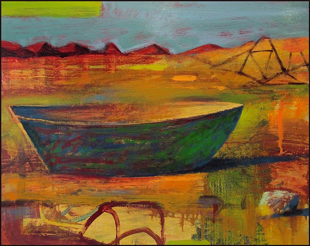 saturated color,  abstract, figurative, expressionist, boat, colorful, whimsical