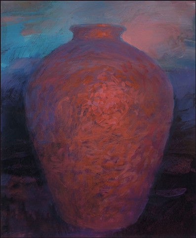 vessel, pot, pottery, abstract, figurative, mysterious, urn, vase, earth, glowing, sunset, evening