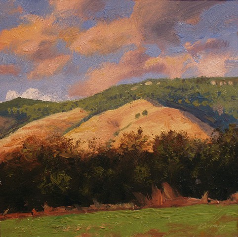 landscape, mountains, clouds, sunset, small_art, small_painting