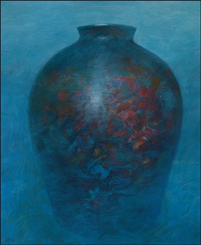 vessel, pot, pottery, abstract, figurative, mysterious, urn, vase, blue, curves