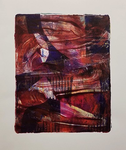 acrylic, abstract, work on paper, monotype, gel plate, gelli